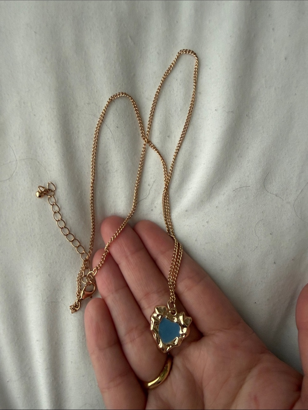 Gold & Blue Heart Necklace